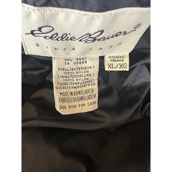 Eddie Bauer Full Zip Goose Down Puffer Vest Blue Green Plaid Women's Size XL - Picture 5 of 12